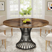 Round Dining Table for 4-6 People,Farmhouse Circle Kitchen Table for Dining Room