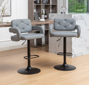 2 LARGE BAR STOOLS PLUSH SEAT GAS LIFT SWIVEL BREAKFAST KITCHEN BAR LARGE SEAT