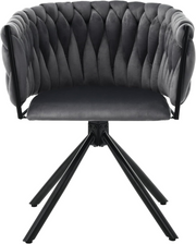 Velvet Swivel Dining Chairs Set of 2 Grey Accent Chairs Black Metal Base