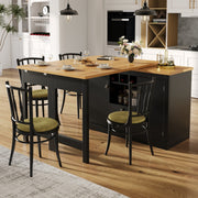 360° Swivel Dining Bar Table Kitchen Island, with Storage Cabinet with Wine Rack