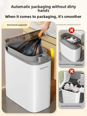 Slim Narrow Gap Automatic Touchless Trash Can, Electric Smart Waste Bin with Auto Packing for Home Bathroom