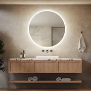 Round LED Bathroom Wall Mirror Demister Illuminated Light Up 500x500 Waterproof