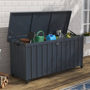 550L Metal Storage Box with Wheels Garden Outdoor Shed Utility Cushion Chest UK