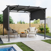 Garden Pergola Retractable Roof Canopy 3x3m Roll Up Side Outdoor Gazebo Shelter
