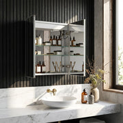 Bathroom Mirror Cabinet 600×700mm with LED Light Demister Shaver Socket Dimmable