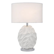 DAR Zachary Oval Table Lamp White Linen Shade Textured Metal Base Bedroom 60cm
