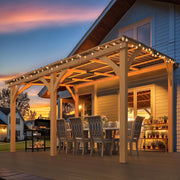 Lean-to Hardtop Gazebo Outdoor Wood Cedar Wall Mounted Pergola for Patio Decks