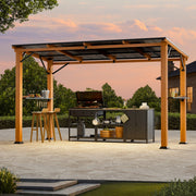 1.8x3.6m Outdoor Hardtop Grill Gazebo Steel Roof w/Side Shelf and Bottle Opener