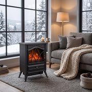 Electric Fireplace Heater Adjustable Flame Brightness 900/1800W Freestanding