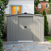 8 x 8ft Metal Garden Shed Glitter Finish Outdoor Storage House with Foundation