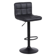 3 Black Bar Stools Breakfast Chairs Faux Leather Swivel, Black Metalwork