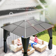 3.6 x 4m Aluminium Hardtop Gazebo Canopy with Polycarbonate Roof & Sidewalls