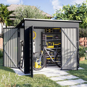 Garden Shed 8x4ft Outdoor Storage Waterproof Bike Tool Shed Triple Lock Plastic