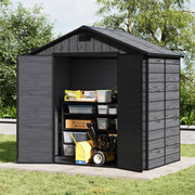 Plastic Sheds Outdoor Garden Shed 8x4FT Wood Grain Utility Tool Storage House