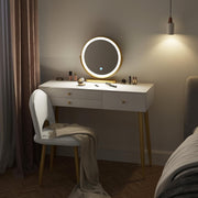 Dressing Table with LED Mirror and Stool 3 Drawers Makeup Vanity Desk Bedroom