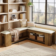 47.24'' Moden L Shaped Corner Bench with Removable Seat Cushion & 2-Tier Storage