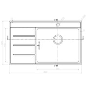 Rangemaster Boston Inset Single Bowl Stainless Steel Kitchen Sink 860 x 520mm, R