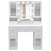 Dressing Table with 7 Drawers 4 Door & Charging Socket Makeup Desk Vanity Jdvizb