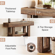105cm Farmhouse Console Table, 2-Tier Narrow Wooden Entryway Table for Hallway