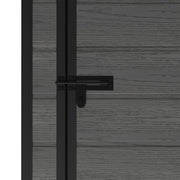 5x4ft Plastic Garden Shed w/ Floor, Window, Lockable Doors, Dark Grey Wood Grain