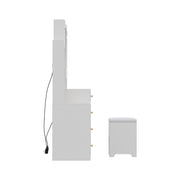 Dressing Table With 5 Drawers LED Mirror Set Makeup Desk Vanity Table Bedroom