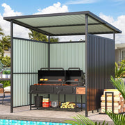 2x2.2m Hardtop Grill Gazebo Outdoor Metal Lean-to Pergola Patio BBQ Shelter