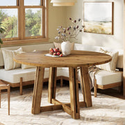 120CM Solid Wood Round Dining Table Modern Circle Kitchen Table for 4-6 People