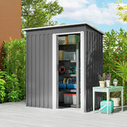 5 x 3ft Garden Storage Shed Sliding Door Sloped Roof Tool, Grey