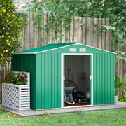 Outsunny 9 x 6FT Galvanised Garden Storage Shed with Sliding Door + Vents, Green