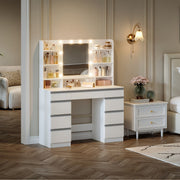 Vanity Table with LED Lighting & Large HD Mirror – White