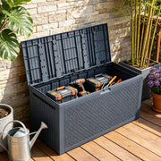 340L Grey Garden Storage Utility Cushion Box Shed Plastic Storage Container Box