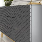 Sideboard TV Cabinet Storage Cupboard Buffet Diamond Pattern Grey Gold 140cm