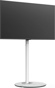FITUEYES Minimalism White TV Stand for 32-60 Inch Tall TV Floor Stand Base Glass