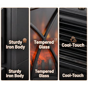 Electric Fireplace Heater Adjustable Flame Brightness 900/1800W Freestanding