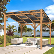 3x3m Wooden Lean-to Hardtop Gazebo Pergola Waterproof Rust-Resistant