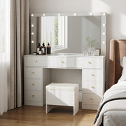 Dressing Table With Drawers Mirror Stool Set Makeup Desk Vanity Table Bedroom