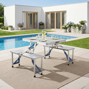 Lightweight Folding Picnic Table Set with 4 Chairs Self-Packing Easy Storage