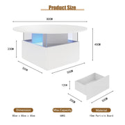 LED Coffee Table with 2 Drawers Cocktail Sofa Center Table for Living Room