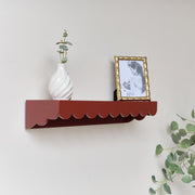 Oxblood Dark Red Scalloped Wall Storage Shelf - 61cm wall storage shelving decor
