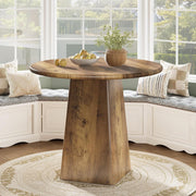 80cm Round Dining Table for 2-4, Farmhouse Small Kitchen Dinner Table with Base
