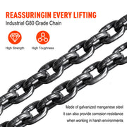 2 Ton 2000Kg Chain Block & Tackle Engine Lifting Hoist Pulley 3M Cable