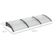 Door Canopy Outdoor Awning Rain Shelter for Window Porch 303x96 Clear