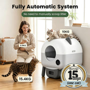Self Cleaning Cat Litter Tray 76L Automatic Cat Litter Box 2.4G WiFi APP Safety