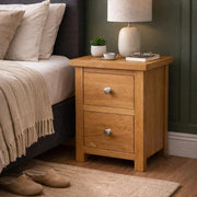 Oak 2 Drawer Bedside – Oakcroft Rustic Cabinet nightstand bedroom furniture new