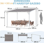 3 x 3m Wall Mounted Pergola Outdoor Aluminium Gazebo Patio Lean to Awning Deck