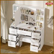 Dressing Table With Drawers Mirror Stool Set Makeup Desk Vanity Table Bedroom