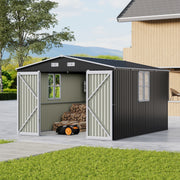 Outdoor Storage Shelter 12 x 10FT Galvanised Steel Storage Shed with Dual Window