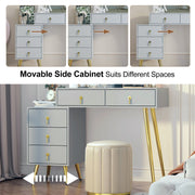 Dressing Table with LED Light Mirror Vanity Desk Makeup Table 5 Drawers Cabinet