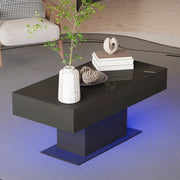 High Gloss LED Coffee Table Cocktail Center Table Modern Living Room Rectangle
