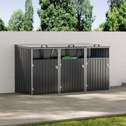 Triple Wheelie Bin Storage Metal Store Cover Garden Rubbish Dustbin 3 Shed Cabin